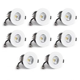 4 Pack - White Fixed CCT Colour Changing Fire Rated LED Dimmable IP65 10W Downlight