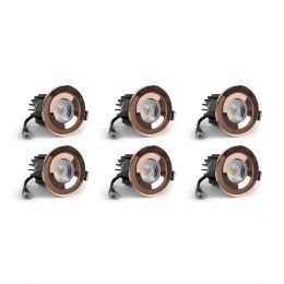 6 Pack - Rose Gold CCT Fire Rated LED Dimmable 10W IP65 Downlight