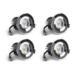 4 Pack - Polished Chrome CCT Fire Rated LED Dimmable 10W IP65 Downlight