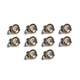 10 Pack - Polished Brass CCT Fire Rated LED Dimmable 10W IP65 Downlight