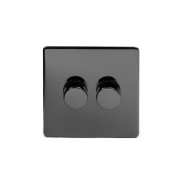 Black Nickel 2 Gang 2 Way Trailing Dimmer Switch with Black Insert