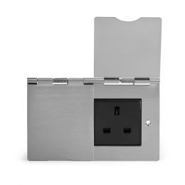 Brushed Chrome EuroMod Floor Socket