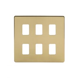Soho-Lighting-Brushed-Brass-6-Gang-Grid-Plate