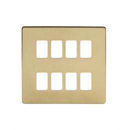 8 gang grid switch plate brushed brass