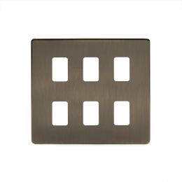 Soho-Lighting-Antique-Brass-6-Gang-Grid-Plate