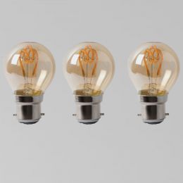 3 Pack - 2w B22 Vintage Edison Golf Ball LED Light Bulb 1800K T-Spiral Filament Dimmable