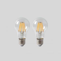 2 Pack - 8w E27 ES GLS LED Light Bulb 3000K Standard Straight Filament Dimmable