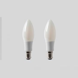 2 Pack - 4w B15 Small Bayonet 4100K Opal Dimmable LED Candle Bulb with white plastic