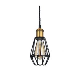 Denman Industrial Black Caged Teardrop Pendant Light