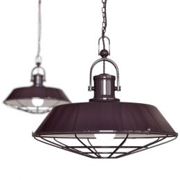 Brewer Cage Industrial  Pendant Light Mulberry Red