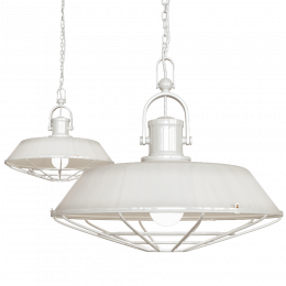 Brewer Cage Industrial  Pendant Light Clay White