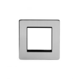 Brushed chrome metal Single Data Plate 2 Modules with Black insert