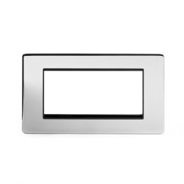 Polished chrome metal Double Data Plate 4 Modules with Black insert