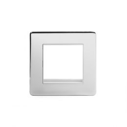Polished chrome metal Single Data Plate 2 Modules with White insert