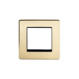 24k Brushed Brass metal Single Data Plate 2 Modules with black insert