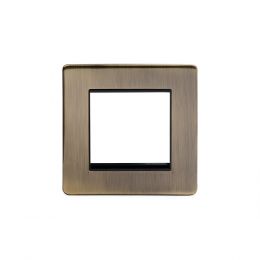 Antique Brass metal Single Data Plate 2 Modules with black insert