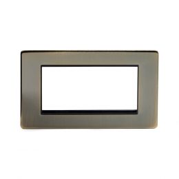 Antique Brass metal Double Data Plate 4 Modules with black insert