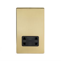 24k Brushed Brass 1 Gang Shaver Socket with Black Insert