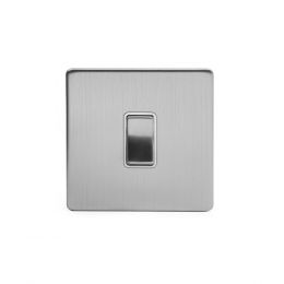 Brushed Chrome 10A 1 Gang 2 Way Switch With White insert