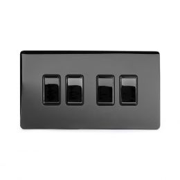 Black Nickel 4 Gang 2 Way Switch with Black Insert