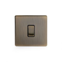 Antique Brass 10A 1 Gang 2 Way Switch with Black Insert
