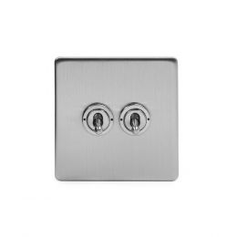 Soho Lighting Brushed Chrome 2 Gang 20 Amp Intermediate Toggle Switch Screwless