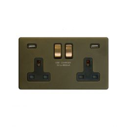 2 gang USB socket Bronze