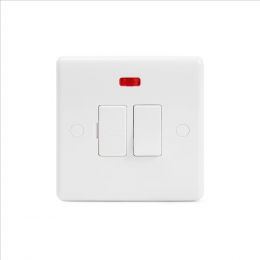 Lieber Silk White 13A Switched Fuse Connection Unit Flex Outlet With Neon - Curved Edge