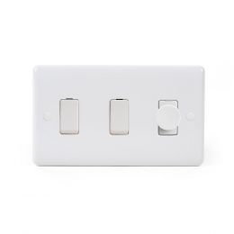 Black Nickel 3 gang light switch with 1 dimmer 
