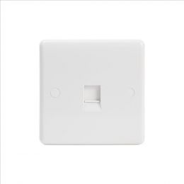 Lieber Silk White 1 Gang Data Ethernet Internet Socket RJ45 Cat5/Cat6 - Curved Edge