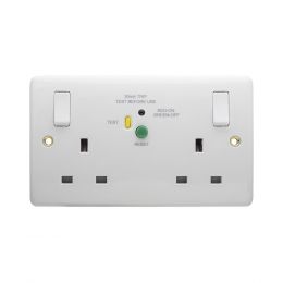 Lieber Silk White 13A 2 Gang Switched Socket RCD Latched-30mA Type A Double Pole
