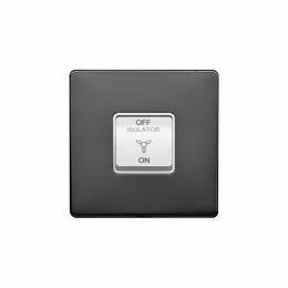Lieber Black Nickel 10A 1 Gang 1 Way 3-Pole Fan Isolator Switch - White Insert Screwless