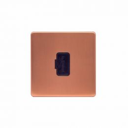 Lieber Brushed Copper 13A UnSwitched Fused Connection Unit (FCU) - Black Insert Screwless