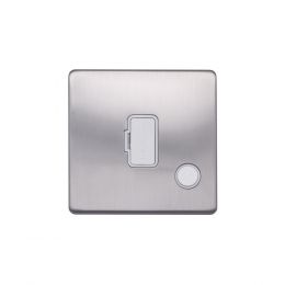 Lieber Brushed Chrome 13A Unswitched Fused Connection Unit (FCU) Flex Outlet - White Insert Screwless