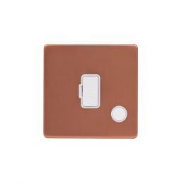 Lieber Brushed Copper 13A Unswitched Fused Connection Unit (FCU) Flex Outlet - White Insert Screwless