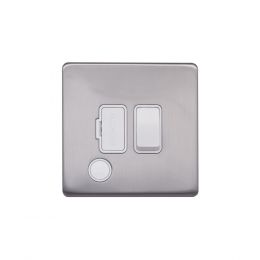 Lieber Brushed Chrome 13A Switched Fused Connection Unit (FCU) Flex Outlet - White Insert Screwless