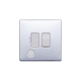 Lieber Polished Chrome 13A Switched Fused Connection Unit (FCU) Flex Outlet - White Insert Screwless