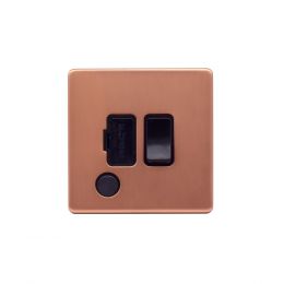 Lieber Brushed Copper 13A Switched Fused Connection Unit (FCU) Flex Outlet - Black Insert Screwless