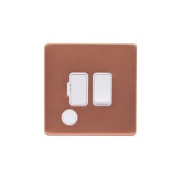 Lieber Brushed Copper 13A Switched Fused Connection Unit (FCU) Flex Outlet - White Insert Screwless