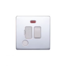 Lieber Polished Chrome 13A Switched Fused Connection Unit (FCU)&Flex Outlet/Neon-White Insert Screwless