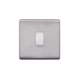 Lieber Brushed Chrome 20A 1 Gang Double Pole Switch - White Insert Screwless