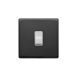 Lieber Black Nickel 20A 1 Gang Double Pole Switch - White Insert Screwless