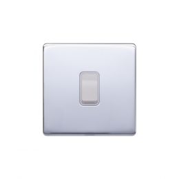 Lieber Polished Chrome 20A 1 Gang Double Pole Switch - White Insert Screwless