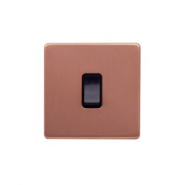 Lieber Brushed Copper 20A 1 Gang Double Pole Switch - Black Insert Screwless