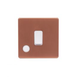 Lieber Brushed Copper 20A 1 Gang Double Pole Switch Flex Outlet - White Insert Screwless