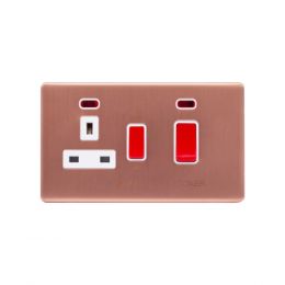 Lieber Brushed Copper 45A Cooker Control Unit & Neon-White Insert Screwless