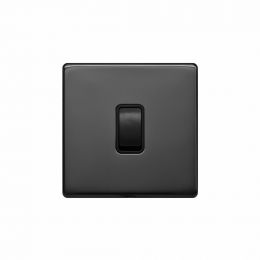 Lieber Black Nickel 10A 1 Gang 2 Way Switch - Black Insert Screwless