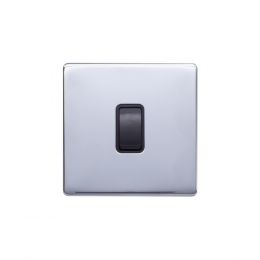 Lieber Polished Chrome 10A 1 Gang 2 Way Switch - Black Insert Screwless