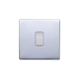 Lieber Polished Chrome 10A 1 Gang 2 Way Switch - White Insert Screwless