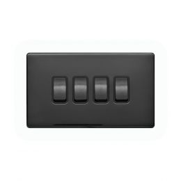Lieber Black Nickel 10A 4 Gang 2 Way Switch - Black Insert Screwless